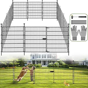 Photo 1 of ITEM MAY BE SLIGHTLY DIFFERENT THAN STOCK PHOTO------------------------------------------------------Garden Fence Panels with Gate 14.5ft(L) X 32in(H), Garden Fencing for Yard Includes Gloves, Hammer&Zip Ties, Rustproof Metal Wire Temporary No Dig Dog Fen