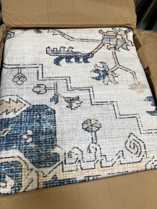 Photo 1 of Washable Area Rug 8x10, Area Rugs Stain Resistant Neutral Washable Rugs for Living Rooms Bedroom Vintage Non-Slip Thin Large Size Area Ru