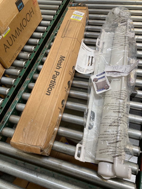 Photo 1 of 118 Inch Extra Wide Retractable Baby Gate,Mesh Large Baby Gate or Mesh Pet Dog Gate, Opening Wide Extra Long Child Safety Gate for Indoor Baby Fence, Outdoor, Stairs, Deck (White)