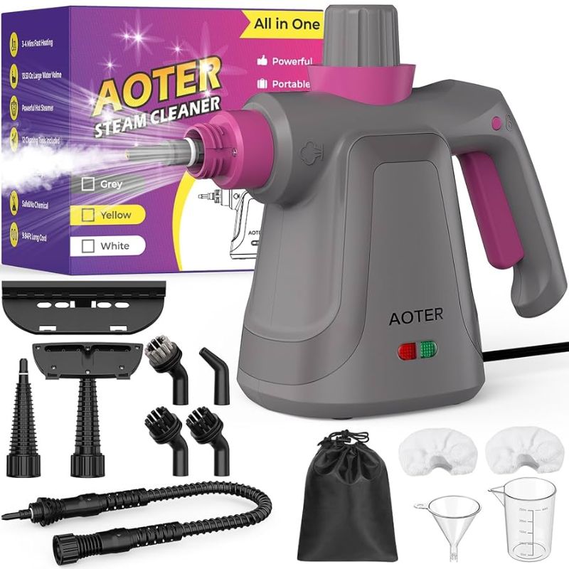 Photo 1 of Pressurized Handheld Steam Cleaner, Portable Multi-Surface Cleaner for Home, Multipurpose Steam Cleaner for Tile, Grout, Windows, Bathroom, with 12pcs Accessories (Grey)