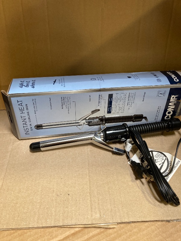 Photo 1 of Conair Instant Heat 3/4-Inch Curling Iron, ¾-inch Barrel Produces Tight Curls, Hair Curler for Short to Medium Hair, 25 Heat Setting Hair Curling Iron, Black