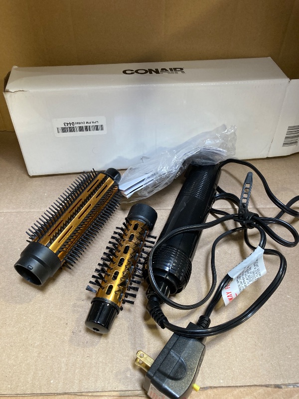 Photo 1 of Conair 2-in-1 Hot Air Curling Combo, Includes 1.5-inch Curl Brush and 1-inch Aluminum Bristle Brush