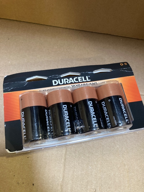 Photo 1 of Duracell Coppertop D Batteries, 8 Count Pack, D Battery with Long-lasting Power, All-Purpose Alkaline D Battery for Household and Office Devices