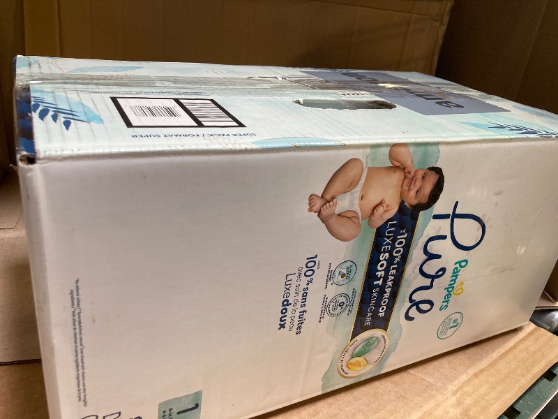 Photo 1 of Pampers Pure Protection Baby Diapers, Size 1 (8-14 lbs), 82 Count, Up to 100% Leakproof, Premium Plant-based Skin Protection, Hypoallergenic Soft Diapers