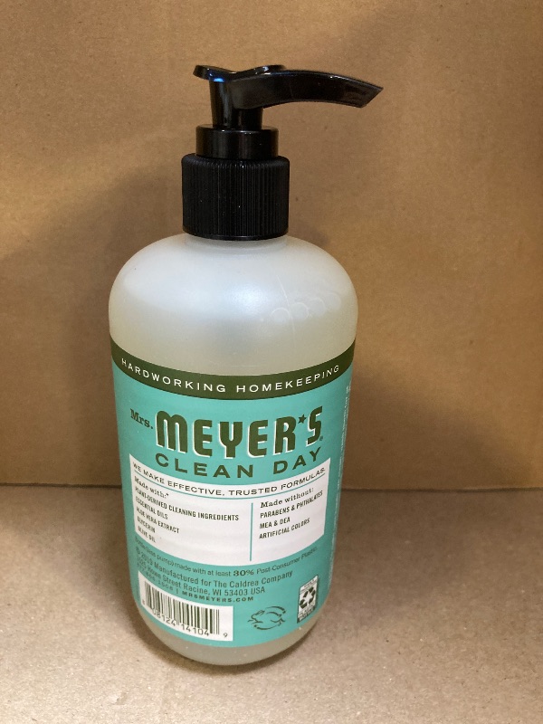 Photo 1 of MRS. MEYER'S CLEAN DAY Hand Soap, Made with Essential Oils, Biodegradable Formula, Basil, 12.5 fl. oz