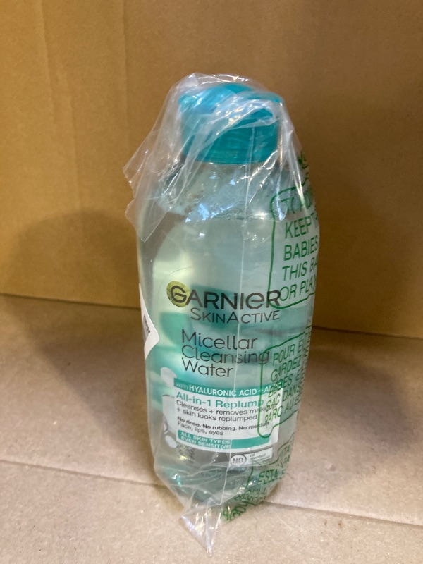 Photo 1 of Garnier Micellar Water with Hyaluronic Acid, Facial Cleanser & Makeup Remover, Hydrating and Plumping, For All Skin Types, Vegan, Cruelty Free, 13.5 Fl Oz (400mL)