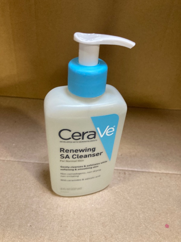 Photo 1 of CeraVe Renewing Salicylic Acid Cleanser, Formulated With Hyaluronic Acid, Niacinamide, & Ceramides, Gentle BHA Exfoliating Face Wash Smooths & Softens Skin, Non Comedogenic & Fragrance Free, 8 Ounce