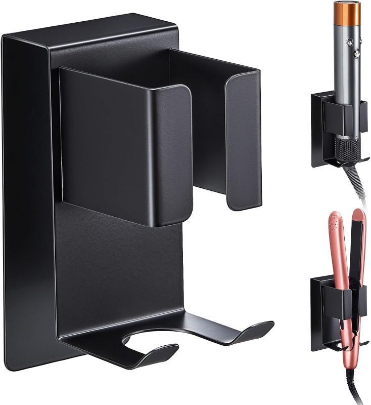 Photo 1 of Curling Iron Holder Wall Mount, Hair Tool Organizer for Styler Attachments Organizer, Hair Dryer Holder, Hair Straightener Holder, Blow Dryer Holder Storage...