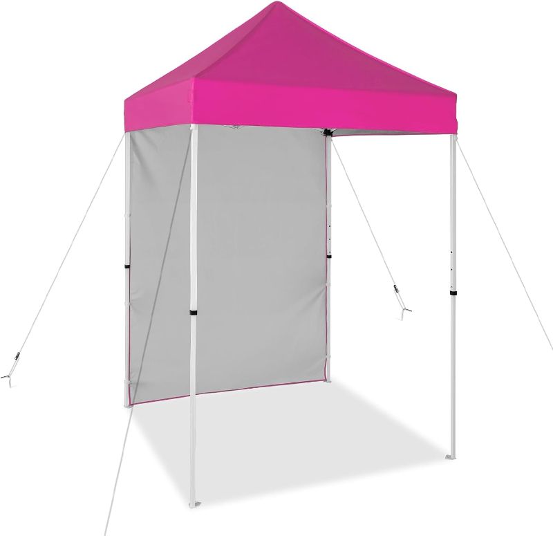 Photo 1 of EAGLE PEAK Pop up Canopy 5x5, Outdoor Portable Canopy Tent with One Removable Sunwall, Carry Bag Included, Pink
