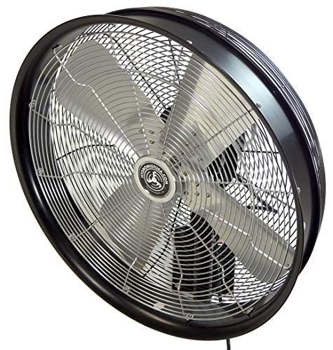 Photo 1 of HydroMist Oscillating Wall Mounted Outdoor-Rated Fan, 3-Speed Control on Motor Housing, Alum Fan Blade, Mounting Bracket and Black Vinyl Cover, Quiet
