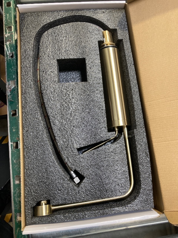 Photo 1 of Bathroom Faucet Gold Brushed Vessel Sink Faucet - Bathroom Vanity Sink Faucet One Hole Tall Faucet Solid Brass, with Water Supply Hoses
