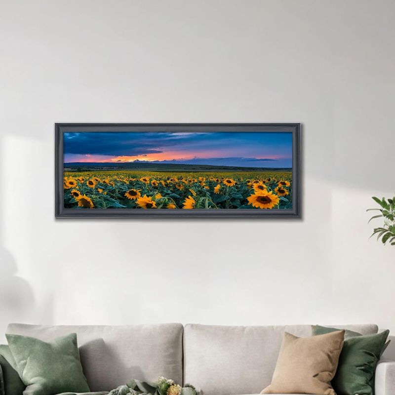 Photo 1 of 12x34 inch Picture Frame Solid Wood Black Suitable for Panoramic Photo/Poster/Painting/Puzzle (A23B1234)
