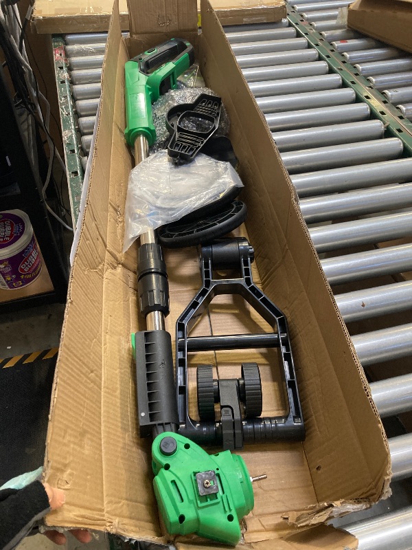 Photo 1 of Cordless  Wacker Eater Battery Powered, 21V Lightweight Electric Weed Trimmer with 2 Battery Operated & Charger& Wheels & Shears, No-String Grass Trimmer/Brush Cutter/Lawn Edger for Yard Garden