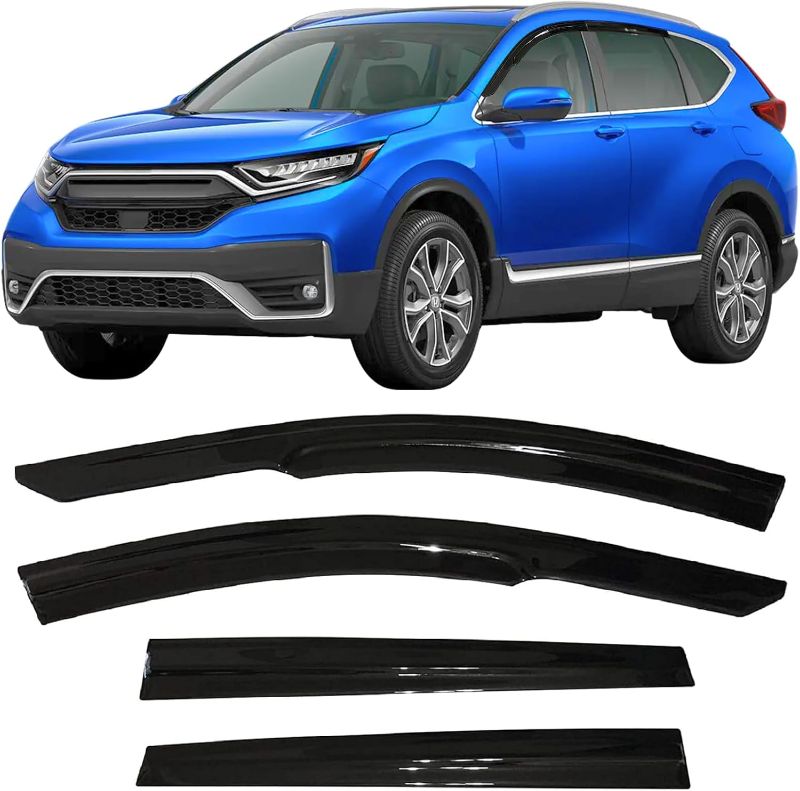 Photo 1 of 2017-2022 Tape-On Rain Guards for Honda CR-V Side Window Deflector Visors LX EX EX-L Touring 3D Wavy JDM Style CRV Vent Shades 2018 2019 2020 2021
