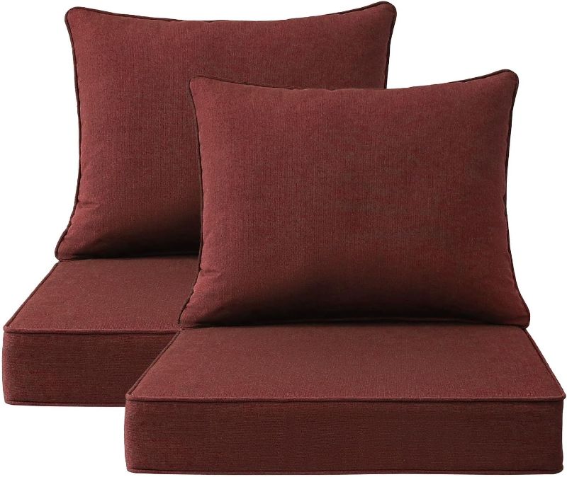 Photo 1 of Sunbrella Outdoor Patio Chair Cushions Set, 24" x 24", Set of 2, Water-Repellent, Fade Resistant, Deep Seat Cushion for Backyard, Couch, Sofa and Patio Furniture, Spectrum Brick
