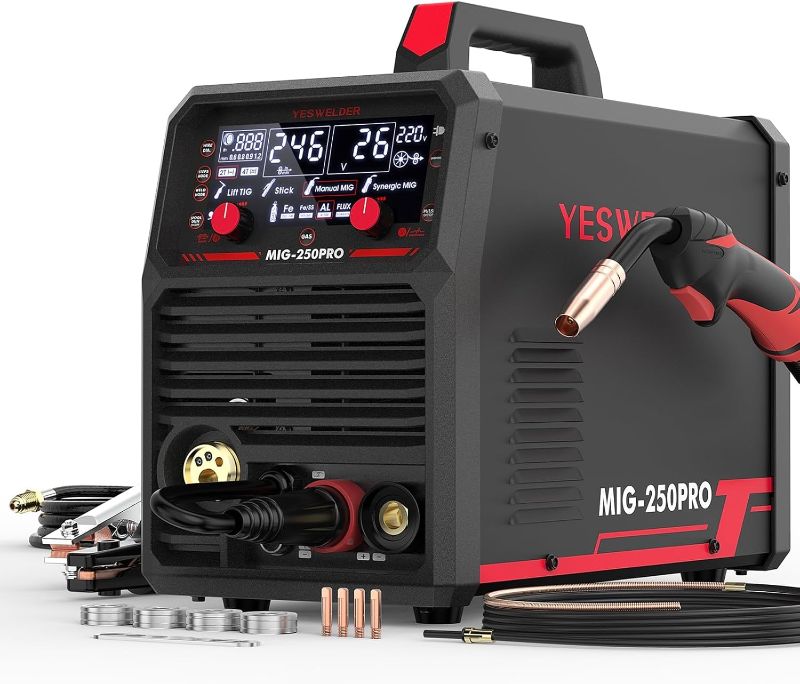 Photo 1 of YESWELDER MIG-250 PRO Aluminum MIG Welder, 250Amp 220V Advanced Digital Display, MIG/Pulsed MIG/Flux Core/Aluminum MIG/Lift TIG/Stick 6-In-1 Multiprocess Welding Machine, Spool Gun Compatible

