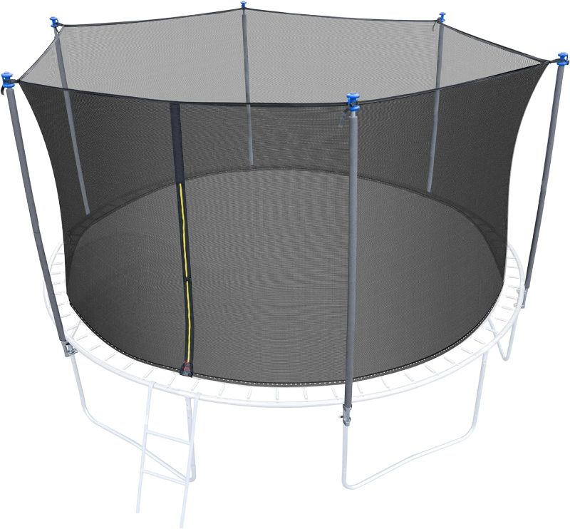 Photo 1 of 10/12/14/16FT Trampoline Replacement Enclosure Net with Universal Trampoline Replacement Enclosure Poles and Hardware 2.0
