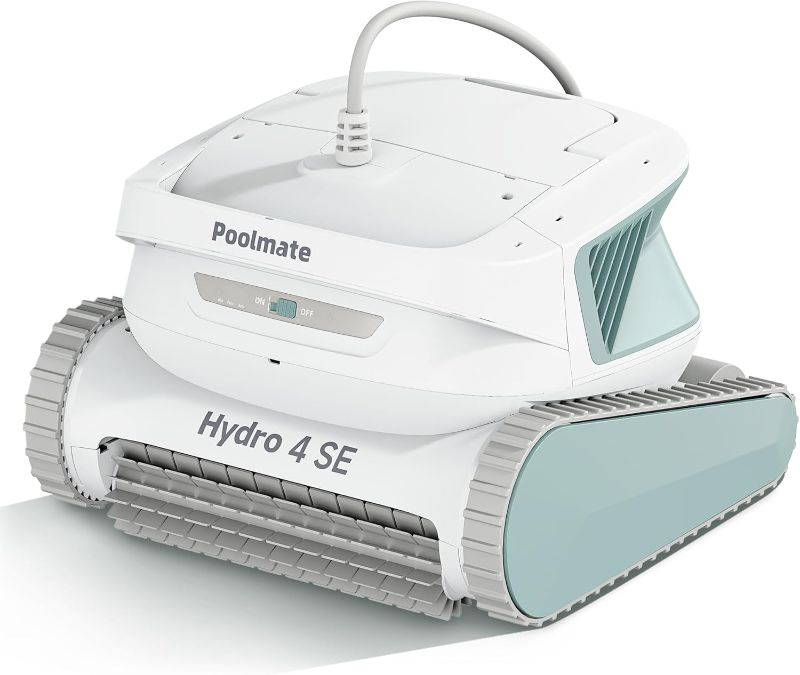 Photo 1 of Poolmate Hydro 4 SE Robotic Pool Cleaner, S-Shaped Path/Auto Wall/Waterline Cleaning, 40FT Long Cable/4 Cleaning Modes, 4.1L Large Filter Basket Pool Vacuum Ideal for Inground/Above Pools
