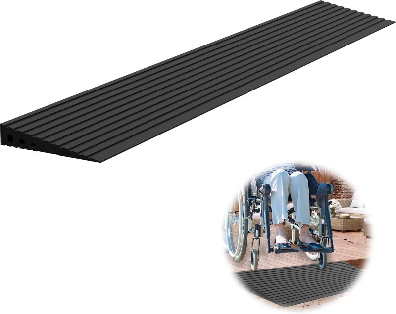 Photo 1 of 1" Rise Threshold Ramps for Doorways, 2000 Lbs Load Capacity, 35.5" Wide Natural Rubber Power Wheelchair Ramp is Adjustable and Cuttable for Doorways, Curb, Sweeper, Power Scooters, Bathroom
