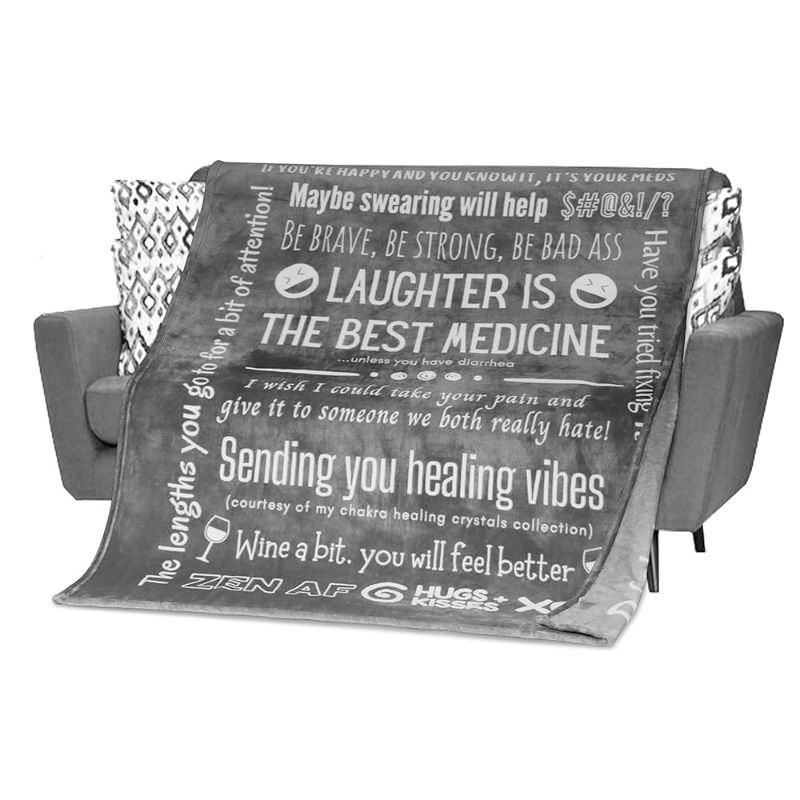 Photo 1 of Funny Get Well Blanket, Grey, Fleece , 50x60