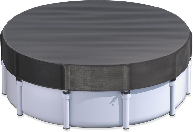 Photo 1 of 16 ft Round Winter Pool Cover for Metal Frame Above Ground Pools, Pool Cover for Winter- Upgraded Windproof Design Compatible with Intex/Bestway Frame Above Ground Outdoor Swimming Pool (Black)
