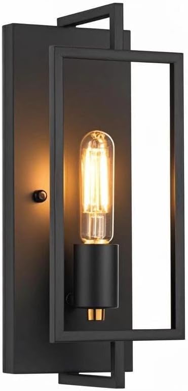 Photo 1 of 1-Light Matte Black Wall Sconce Indoor,Metal Wall Sconce Light Fixtures,Ceramic E26 Base,Black Sconce with Big Backing,Modern Indoor Lighting Hardwired?Bulb Included?
