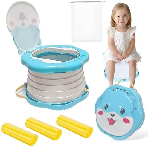 Photo 1 of SunnySmile Travel Potty for Toddler,Portable Toilet for Kids?Potty Training Toilet Seat ?Applicable to Travel?Camping, Outdoor, Indoor?With 45 Potty Bags?Cartoon Design, Children Will Like it More
