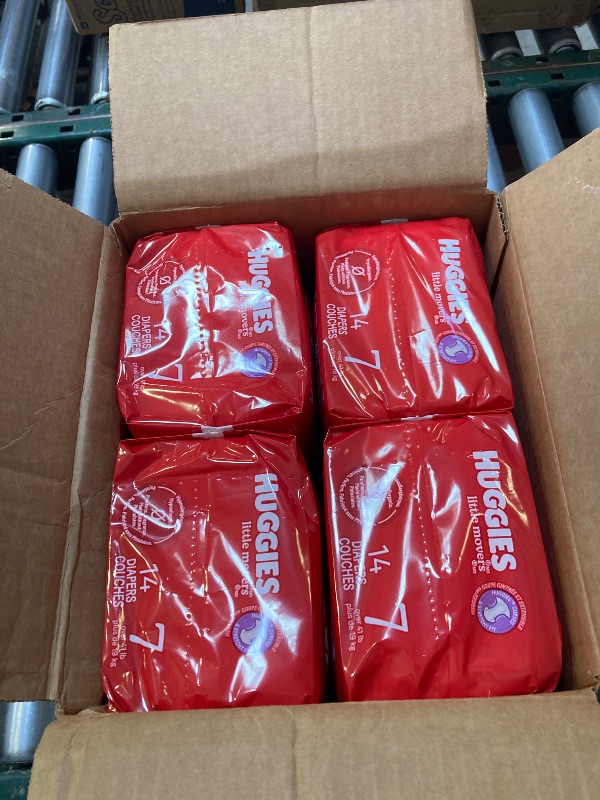 Photo 1 of Huggies Size 7 Diapers, Little Movers Baby Diapers, Size 7 (41+ Lbs), 14 Count, Packaging May Vary
