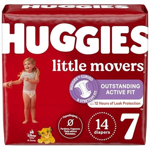 Photo 1 of Huggies Size 7 Diapers, Little Movers Baby Diapers, Size 7 (41+ Lbs), 14 Count, Packaging May Vary
