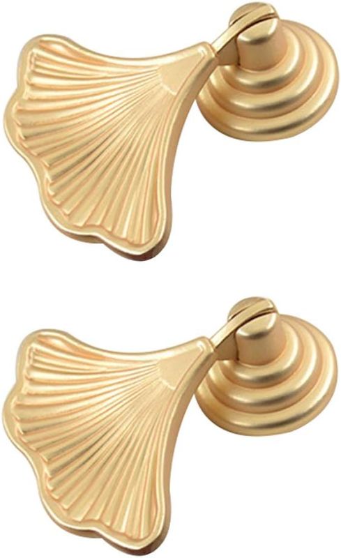 Photo 1 of Furniture Knob Handles Golden Drop Pendant Pull Handle Fashion Ginkgo Leaf Shape Dresser Knobs for Kitchen Bathroom Cabinet Door Drawer 2 pcs
