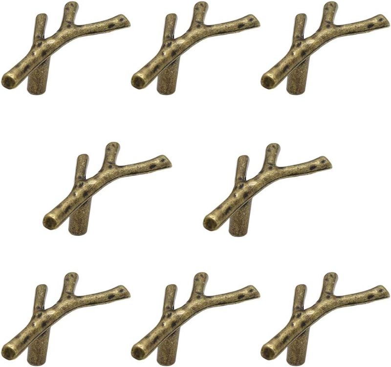 Photo 1 of 8 Pack Twig Knobs Tree Branch Handles Drawer Knobs Fashion Zinc Alloy Pulls Furniture Dresser Pull Handles Door Knobs for Cabinets (Antique Bronze)
