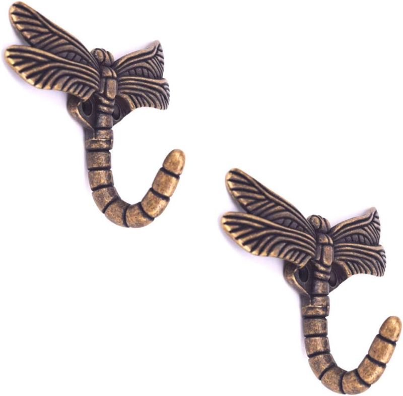 Photo 1 of 2pcs Dragonfly Coat Hooks Decorative Creativity Wall Mounted Hanger Hook for Home Handbag Key Towel Bathrobe (Bronze)

