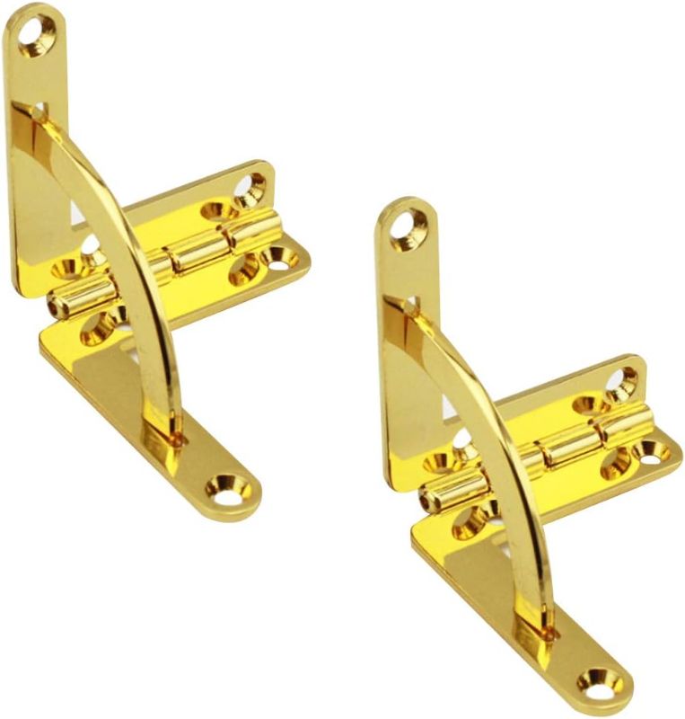 Photo 1 of Zinc Alloy Box Hinge Cigar Case Furniture Hardware 90 Degree Folding Support Hinge for Jewelry Wine Wooden Box Connect Mount Golden Hinges 2 pcs (Gold)
