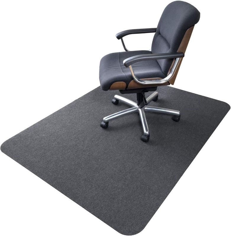Photo 1 of SALLOUS Chair Mat for Hard Floors, 63"x51" Large Office Chair Mat for Hardwood Surface, Multi-Purpose Floor Protector for Chairs, Low-Pile Desk Rug for Home Office, Rolled Packaging, Dark Grey
