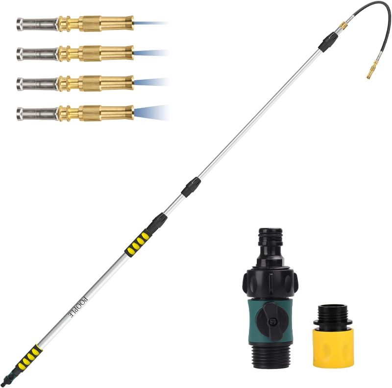 Photo 1 of Gutter Cleaning Tools from The Ground, 16FT (24FT Reach) Telescoping Gutter Cleaner Wand with Adjustable Water Flow, Rain Gutters Cleaning Tool for Leaves and Debris, Fits Standard Garden Hoses	