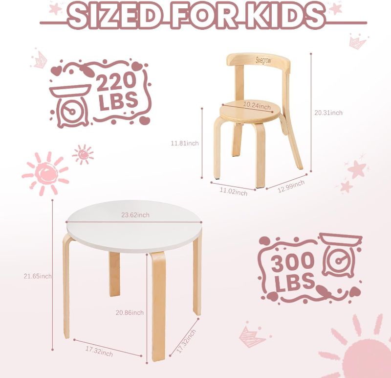 Photo 1 of Swegrow Kids Table and 4 Chairs Set, Wooden Table and Chairs for Kids & Toddler?Kid Wooden Furniture for Playroom/Home/Kindergarten
