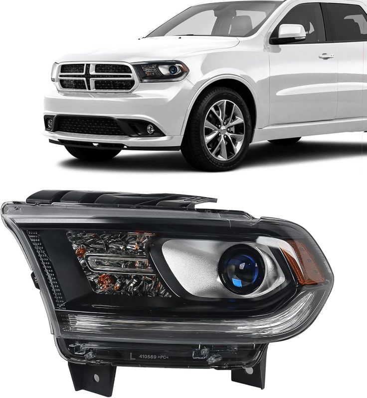 Photo 1 of  FIONE Halogen Headlight Assembly Compatible With Dodge Durango 2014-2020 Replacement Black Housing Headlights Without LED DRL Projector Left Driver Side LH