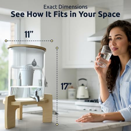 Photo 1 of pH Recharge Glass Alkaline Water Filter Dispenser - Countertop Water Filter System - Purifier Pitcher for Home and Office - High pH Pure Drinking Water Filtration - 8.5L/2.25 Gal

