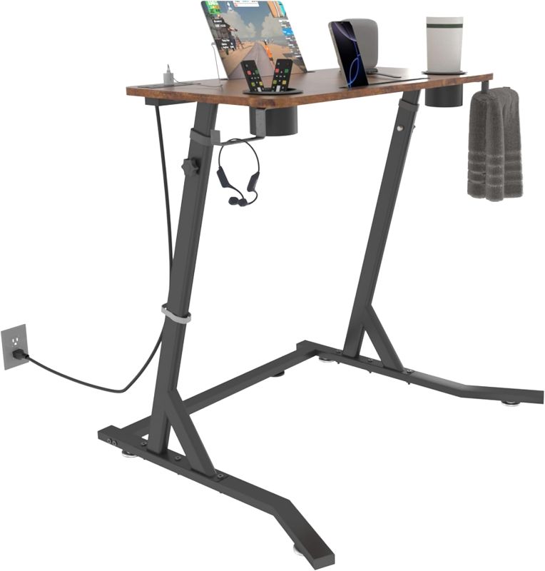 Photo 1 of OrigoDeco Bike Desk,Adjustable Cycling Desk,Standing Desk for Walking pad,Indoor Bike Trainer Desk with Power Socket,for Indoor Cycling Treadmill & Office Use,Exercise While Working or Watching TV
