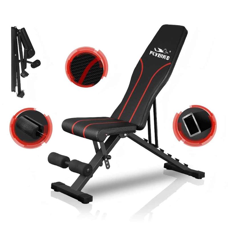 Photo 1 of FLYBIRD Adjustable Weight Bench Workout Bench for Home Gym, 15 Degree Decline Sit-Up, Sturdy Durable Folding Weight Bench for Years of Workout -FBGEAR23
