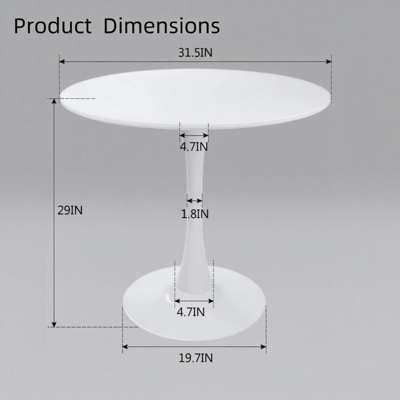 Photo 1 of Round Dining Table White with Pedestal Base,31.5" Modern Tulip Dining Room Table for 1-4 People,Pedestal Dining Table with Round Top for Kitchen Living Room (Tulip Dining Table White)
