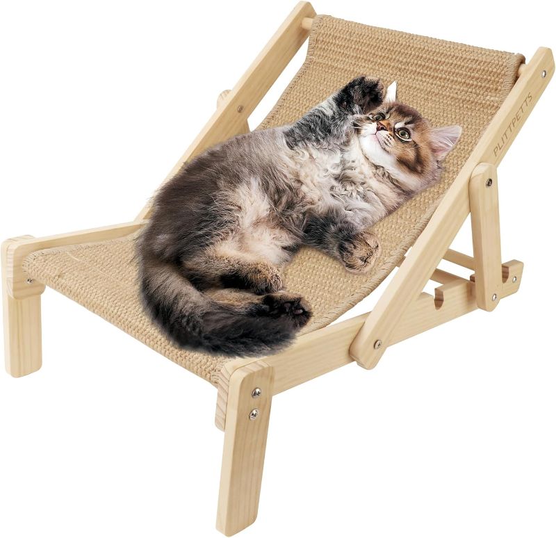 Photo 1 of 2 in 1 Cat Sisal Chair for Indoor Cats Hammock for Scratching Pad, Sisal Cat Scratcher Bed with Adjustable 4-Position for Cats Scratcher Lounge, Natural Lounger Chair
