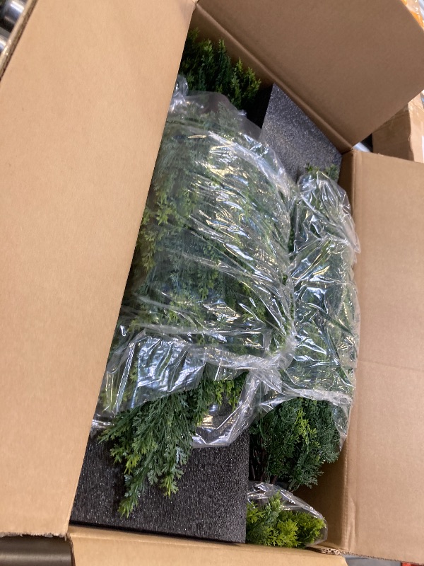 Photo 1 of 2 Pack 37 Inch Artificial Cedar Topiary Trees for Outdoor Front Porch Décor - UV Rated Fake Plants for Indoor and Outdoor Use, Potted Shrubs for Front Door, Office
