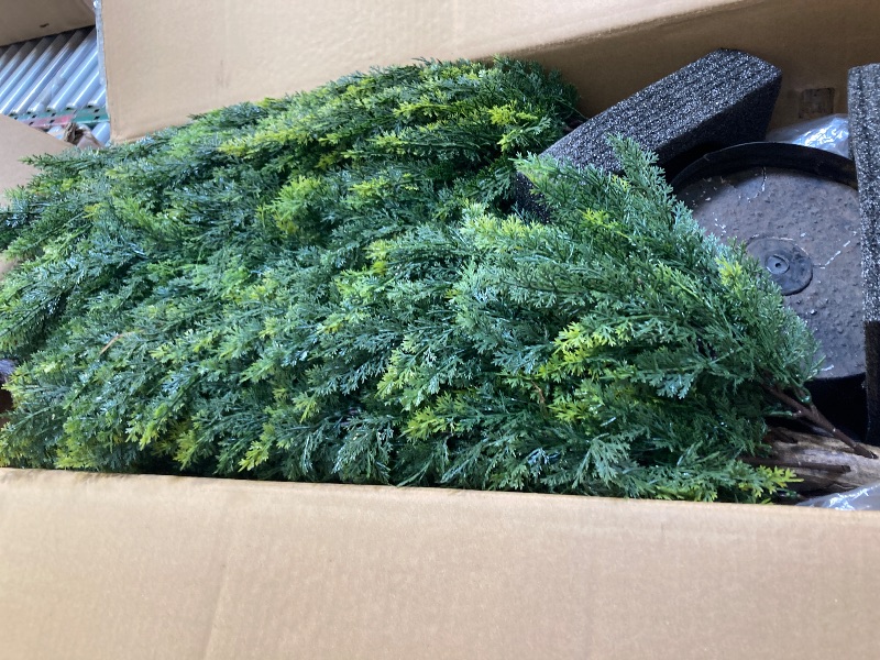 Photo 1 of 2 Pack 37 Inch Artificial Cedar Topiary Trees for Outdoor Front Porch Décor - UV Rated Fake Plants for Indoor and Outdoor Use, Potted Shrubs for Front Door, Office
