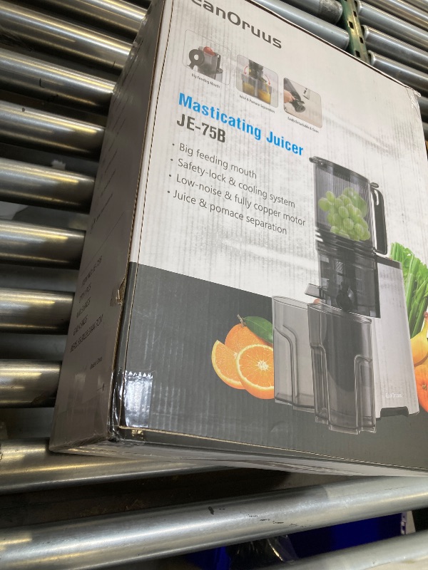 Photo 1 of Cold Press Juicer, 5.3" Wide Feed Chute Juice Extractor Machine with 400W, High Juice Yield, Slow Masticating Juicer for Whole Vegetables & Fruits, Metallic Silver