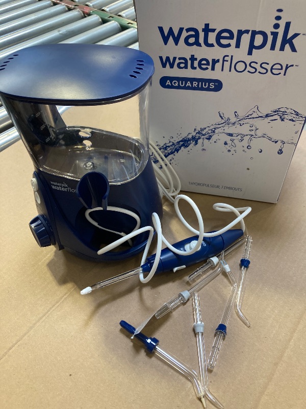Photo 1 of Waterpik Aquarius Water Flosser For Teeth Cleaning, Gums, Braces, Dental Care, Electric Power With 10 Settings,   Blue WP-663, 