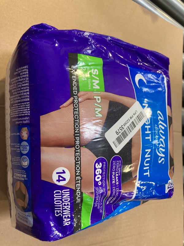 Photo 1 of Always Discreet Adult Incontinence Overnight Underwear for Women, Small/Medium, Up to 100% Bladder Leak Protection, 14 Count