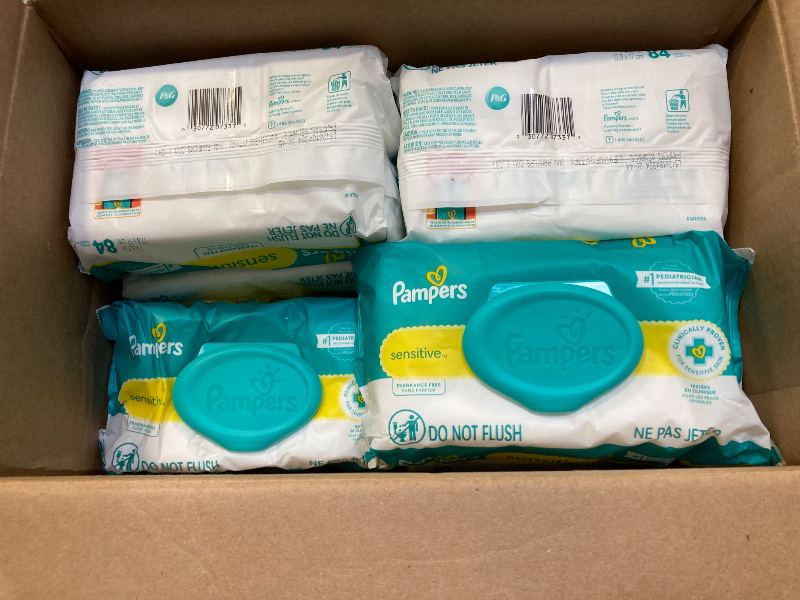 Photo 1 of 7pack only----Pampers Baby Wipes, Sensitive, Water Based Wipe, Clinically Proven, Hypoallergenic, and Unscented for Babies, 672 Wipes Total (7 Flip-Top Packs)  