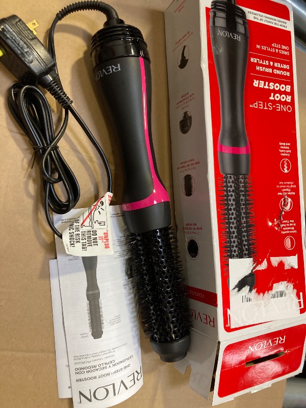 Photo 1 of REVLON One-Step Hair Dryer and Styler - Root Booster Round Brush for Styling, Dryer Brush for Fast and Easy Salon-Quality Blowout, More Shine and Less Frizz (1-1/2 in)