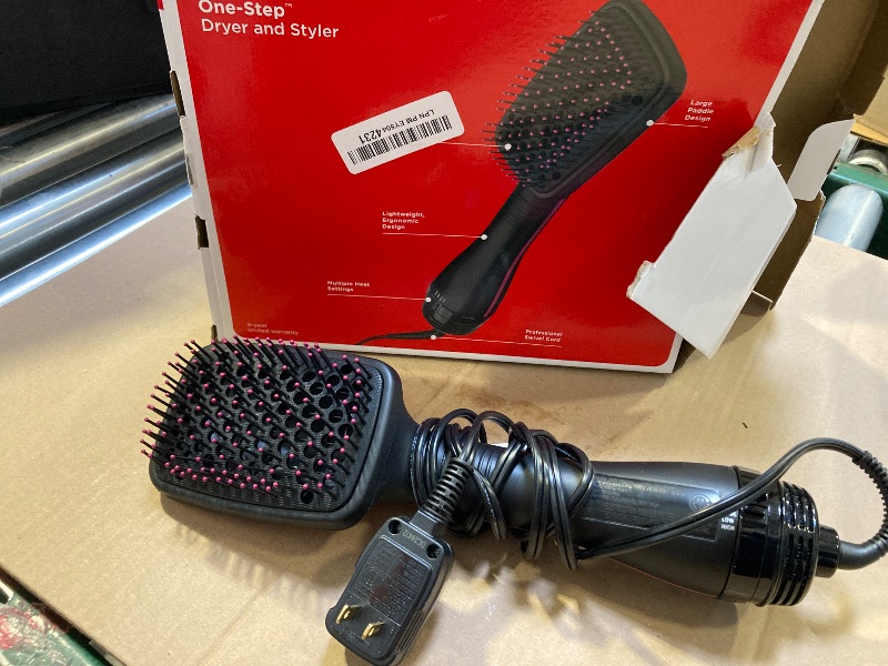 Photo 1 of REVLON One-Step Hair Dryer and Styler, All-in-One Detangling and Straightener Brush for Salon-Quality Smooth, Straight Hair, More Shine and Less Frizz, Black